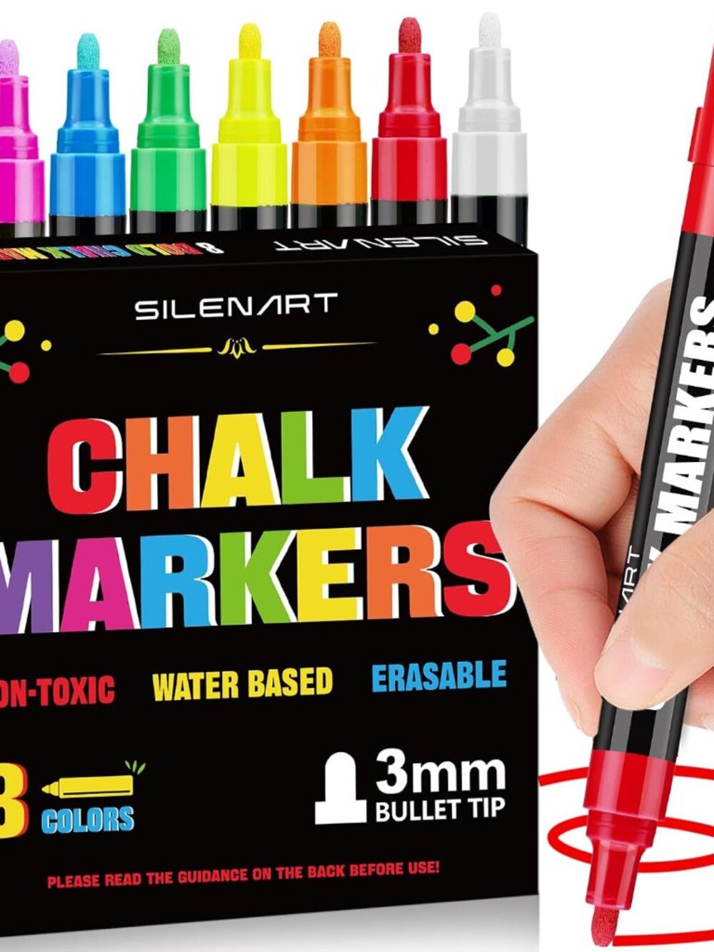 Liquid Chalk Markers - 8 Vibrant Colors - Chalkboard Markers for Blackboard Glas